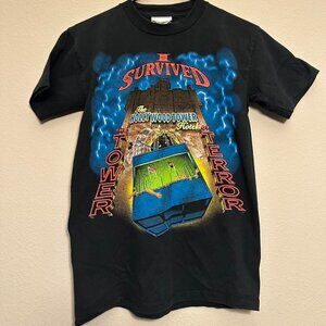 Vintage Walt Disney World “I Survived The Tower Of Terror” Black Tee